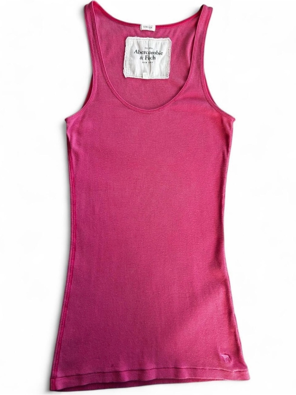 Y2K Vintage Abercrombie & Fitch hot pink ribbed tank top moose logo coquette Siz